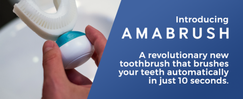 Amabrush is the world's first, fully automatic toothbrush that brushes all your teeth at once, fully automatic, and finishes in just ten seconds